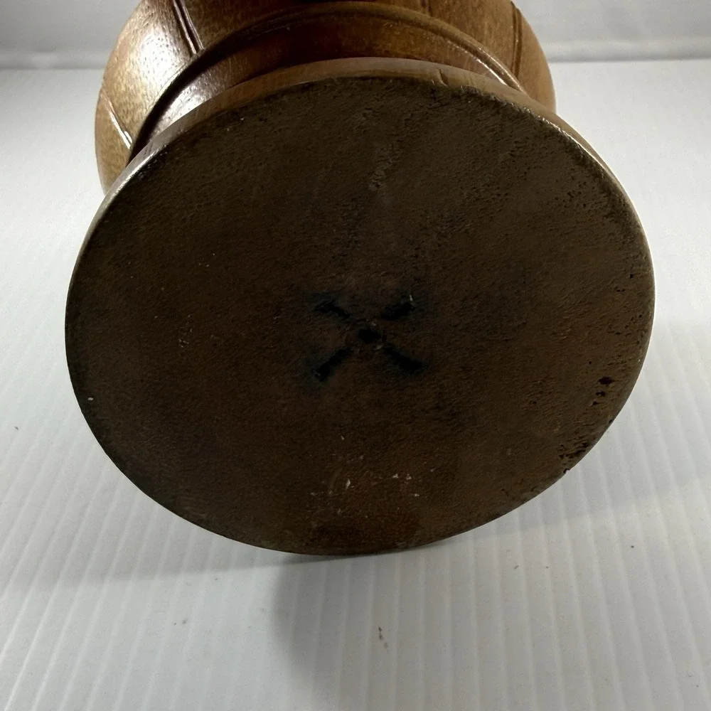 Hand Carved Wooden Pedestal Bowl 3